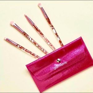 Glamierre Premium Makeup Brushes With Sparkly Pink Carrying Case. NEW UNUSED